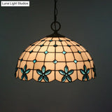 Tiffany Lattice Bowl White Glass Jeweled Flower Pendant Light Kit For Dining Room