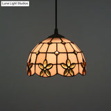 Tiffany Lattice Bowl White Glass Jeweled Flower Pendant Light Kit For Dining Room