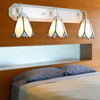 Tiffany Lily White Glass Sconce Light - 3-Light Wall Mounted Lighting For Bedroom