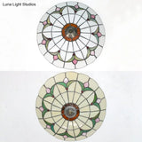Tiffany Loft Stained Glass Flush Mount Light - Magnolia Ceiling In Multi-Colored Shades For Bedroom