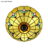 Tiffany Loft Stained Glass Flush Mount Light - Magnolia Ceiling In Multi-Colored Shades For Bedroom