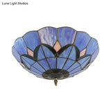 Tiffany Loft Stained Glass Flush Mount Light - Magnolia Ceiling In Multi-Colored Shades For Bedroom