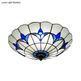 Tiffany Loft Stained Glass Flush Mount Light - Magnolia Ceiling In Multi-Colored Shades For Bedroom
