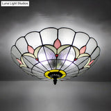 Tiffany Loft Stained Glass Flush Mount Light - Magnolia Ceiling In Multi-Colored Shades For Bedroom