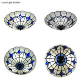 Tiffany Loft Stained Glass Flush Mount Light - Magnolia Ceiling In Multi-Colored Shades For Bedroom