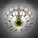 Tiffany Loft Stained Glass Flush Mount Light - Magnolia Ceiling In Multi-Colored Shades For Bedroom
