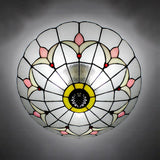 Tiffany Loft Stained Glass Flush Mount Light - Magnolia Ceiling In Multi-Colored Shades For Bedroom