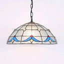 Tiffany Magnolia Hanging Lamp With Dimple Glass Shade - 1-Light Ceiling Pendant White