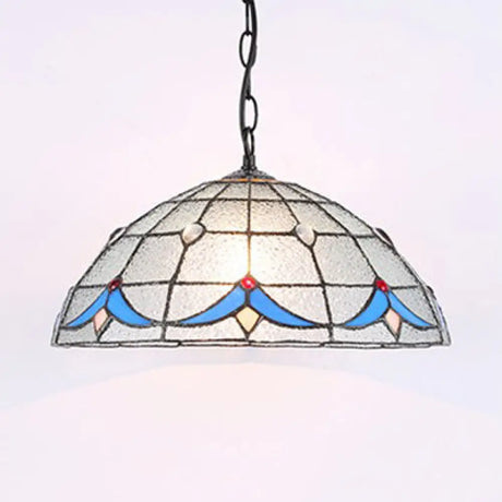 Tiffany Magnolia Hanging Lamp With Dimple Glass Shade - 1-Light Ceiling Pendant White