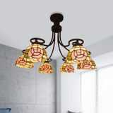 Tiffany Pink Cut Glass Ceiling Light With 6 Lights And Rose Flush Mount For Bedroom