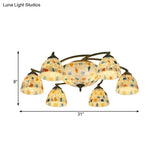 Tiffany Shell Dome Ceiling Light - 3/9/11 White Flush Mount For Living Room