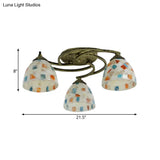 Tiffany Shell Dome Ceiling Light - 3/9/11 White Flush Mount For Living Room