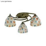 Tiffany Shell Dome Ceiling Light - 3/9/11 White Flush Mount For Living Room
