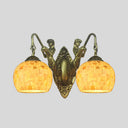 Tiffany Shell Mosaic Wall Mount Light Fixture With Mermaid Decoration - Beige/White-Yellow/Blue