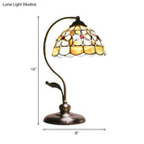 Tiffany Shell Table Lighting With Gooseneck Arm - White Bowl Night Stand Light