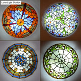 Tiffany Stained Glass Ceiling Light For Rustic Décor In Living Room/Stairway