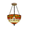 Tiffany Stained Glass Chandelier - Orange Bowl Pendant Light 12’/16’ Width Ideal For Foyer / 12’