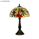 Tiffany Stained Glass Dragonfly Table Lamp - Bronze Nightstand Light