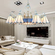 Tiffany Stained Glass Hanging Chandelier - 11 Light Pendant Ceiling With Flower/Square/Diamond/Gem