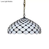Tiffany Stained Glass Pendant Lamp With Jeweled Design - 2 Lights Ideal For Dining Room