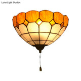 Tiffany Stained Glass Wall Sconce With Pull Switch - 1 Light