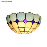 Tiffany Style 2-Light Art Glass Wall Sconce - Light Blue/Dark Blue Bedroom Lighting