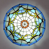 Tiffany Style Art Glass Dome Flush Ceiling Light For Bedroom