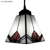 Tiffany-Style Black Glass Pendant Light - Magnolia/Shell Hanging Lamp