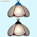 Tiffany Style Bulb Ceiling Lamp - Black/Blue Pendant Light For Living Room With Handcrafted Clear