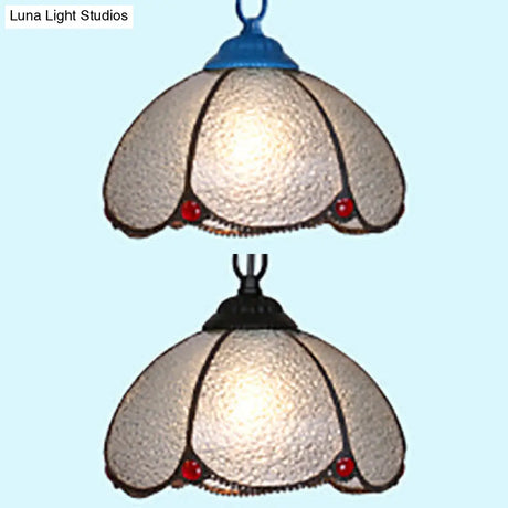 Tiffany Style Bulb Ceiling Lamp - Black/Blue Pendant Light For Living Room With Handcrafted Clear