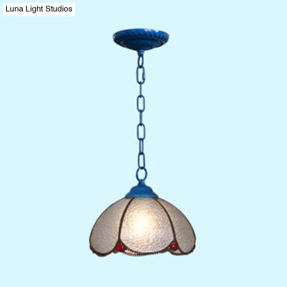 Tiffany Style Bulb Ceiling Lamp - Black/Blue Pendant Light For Living Room With Handcrafted Clear