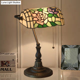 Tiffany Style Dragonfly Stained Glass 1-Light Bedside Table Lamp In Bronze