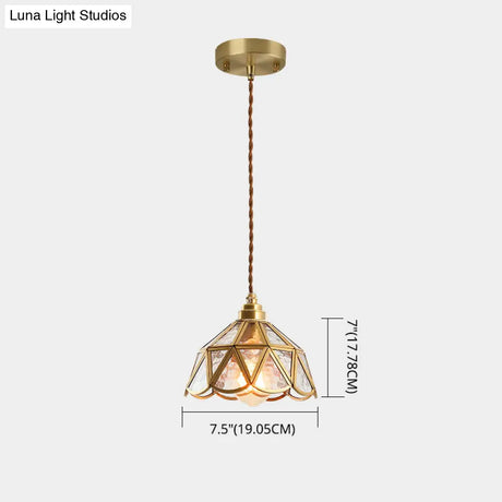 Tiffany-Style Glass Pendant Lamp With Icy Clear Shade For Bedroom
