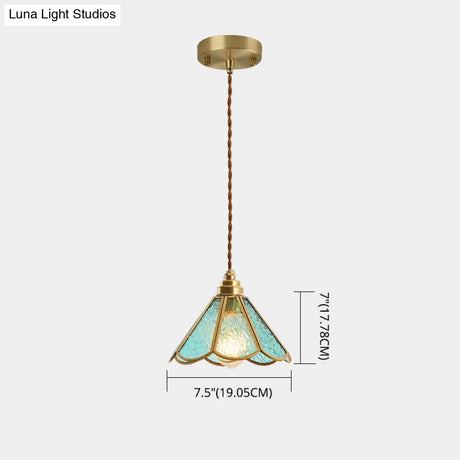 Tiffany-Style Glass Pendant Lamp With Icy Clear Shade For Bedroom