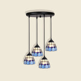 Tiffany Style Handcrafted Floral Art Glass Pendant Light For Dining Room Ceiling 4 / Blue