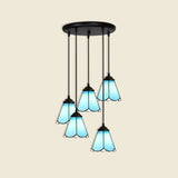 Tiffany Style Handcrafted Floral Art Glass Pendant Light For Dining Room Ceiling 5 / Blue