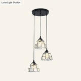 Tiffany-Style Handcrafted Glass Ceiling Lamp With Bell Design - 3-Bulb Suspension Light