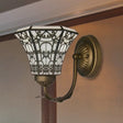 Tiffany Style Mini Wall Sconce: Curved Brass Arm 1 Light Art Glass Lighting Beige