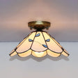 Tiffany Style Nautical Stained Glass Flush Light Fixture - Clear/White/Orange/Pink/Blue For Hallway
