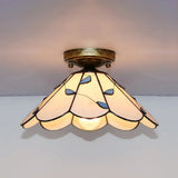 Tiffany Style Nautical Stained Glass Flush Light Fixture - Clear/White/Orange/Pink/Blue For Hallway