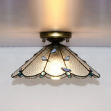 Tiffany Style Nautical Stained Glass Flush Light Fixture - Clear/White/Orange/Pink/Blue For Hallway