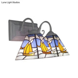 Tiffany Style Pyramid Sconce Light - Stainless Glass 2 Lights For Living Room Or Bathroom