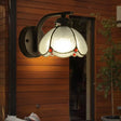 Tiffany Style Red Beaded Decor Flower Wall Lamp With Clear Bubble Glass Shade - 1-Head Ceiling Light