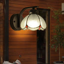 Tiffany Style Red Beaded Decor Flower Wall Lamp With Clear Bubble Glass Shade - 1-Head Ceiling Light