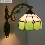 Tiffany Style Scalloped Wall Light-Grid Glass 1 Head Orange/Blue/Pink