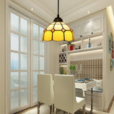 Tiffany Style Stained Art Glass Pendant Light - Domed Drop Design With 1-Light For Hanging Ceiling