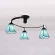 Tiffany Style Stained Glass Ceiling Light Fixture (3/5 Lights) - Semi Flush Mount In