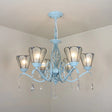 Tiffany Style Stained Glass Cone Pendant Chandelier - Adjustable Chain White/Blue/Clear Perfect For