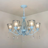 Tiffany Style Stained Glass Cone Pendant Chandelier - Adjustable Chain White/Blue/Clear Perfect For