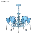 Tiffany Style Stained Glass Cone Pendant Chandelier - Adjustable Chain White/Blue/Clear Perfect For